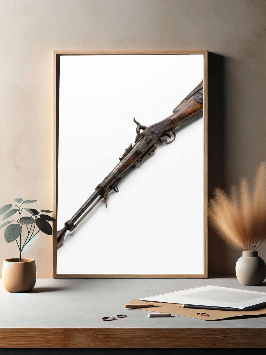 Antique Flintlock Rifle Photography Poster. — room view 2