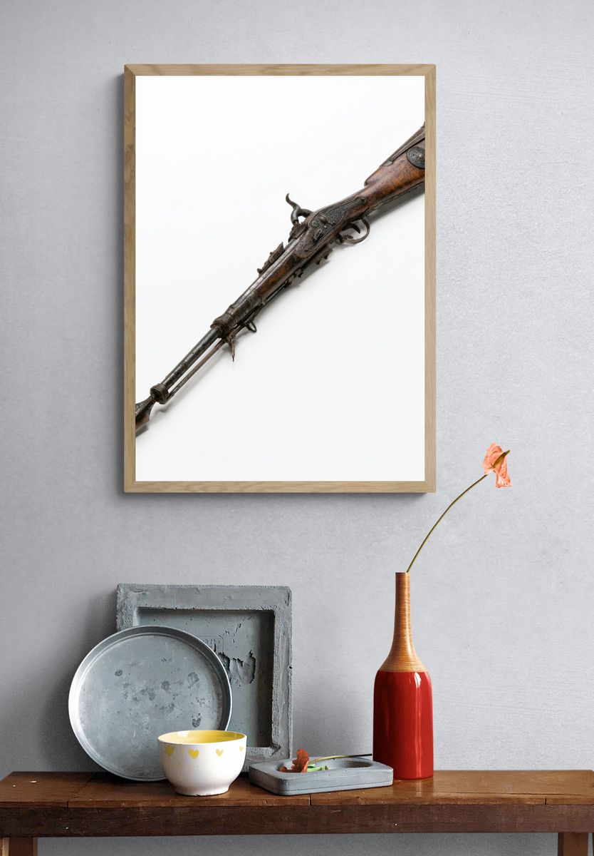 Antique Flintlock Rifle Photography Poster. — room view 3