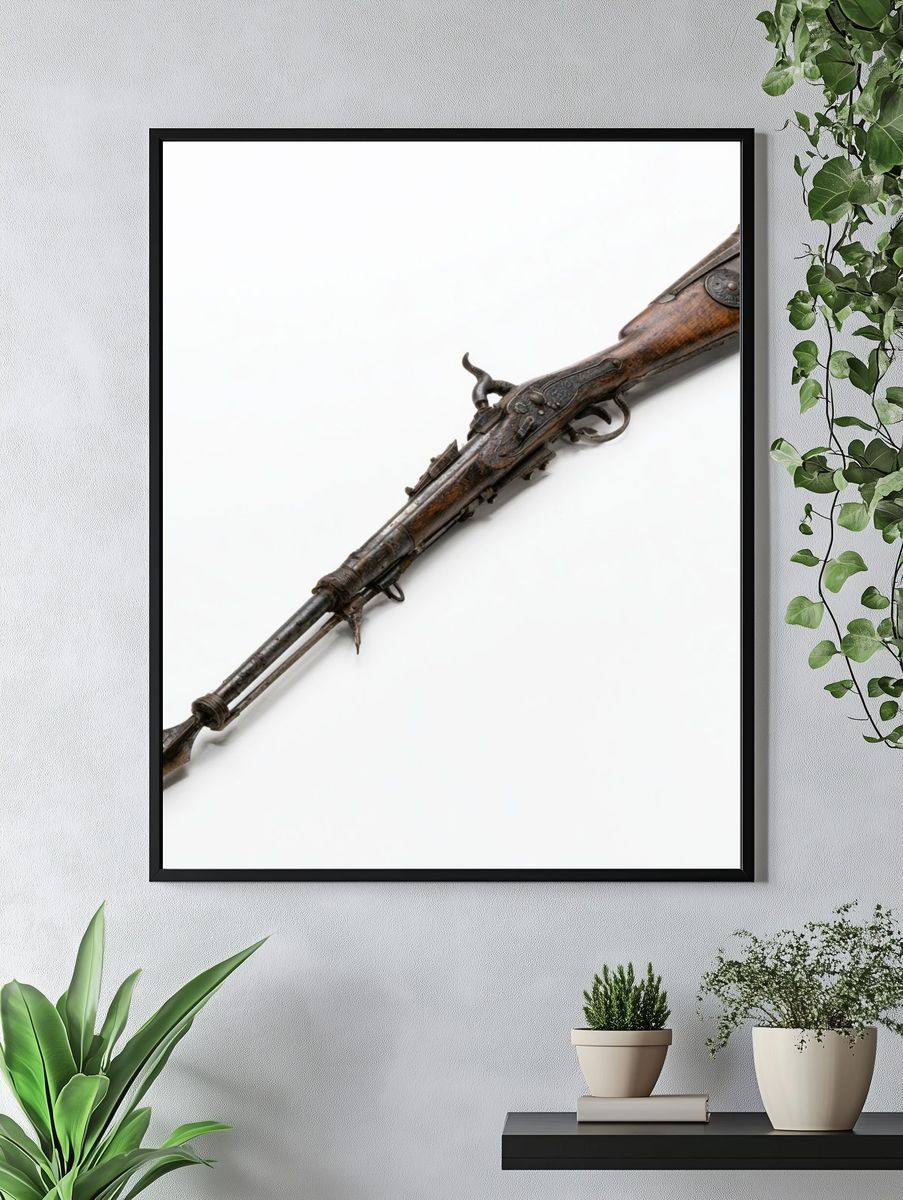 Antique Flintlock Rifle Photography Poster. — room view 4