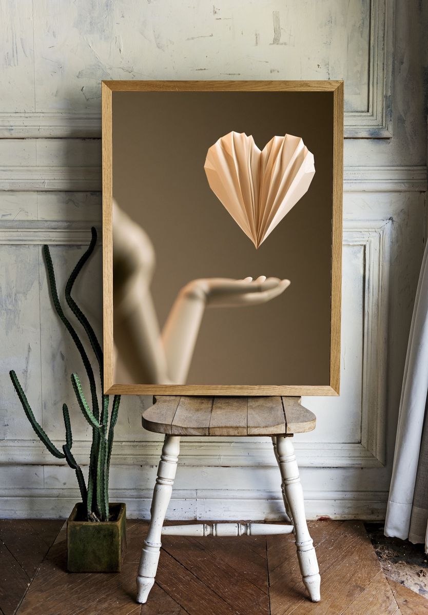 Floating Paper Heart Photography Poster. — room view 1
