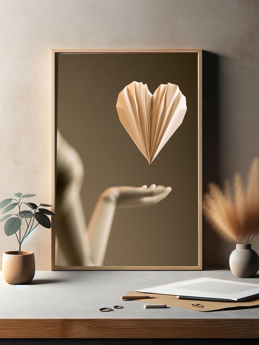 Floating Paper Heart Photography Poster. — room view 2