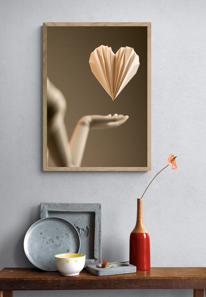 Floating Paper Heart Photography Poster. — room view 3