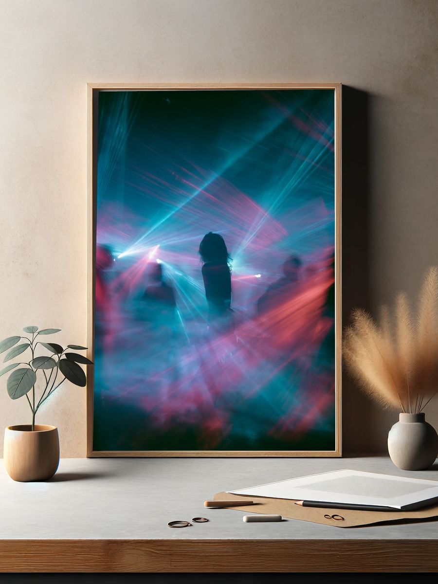 Neon Dance Silhouette Photography Poster. — room view 2