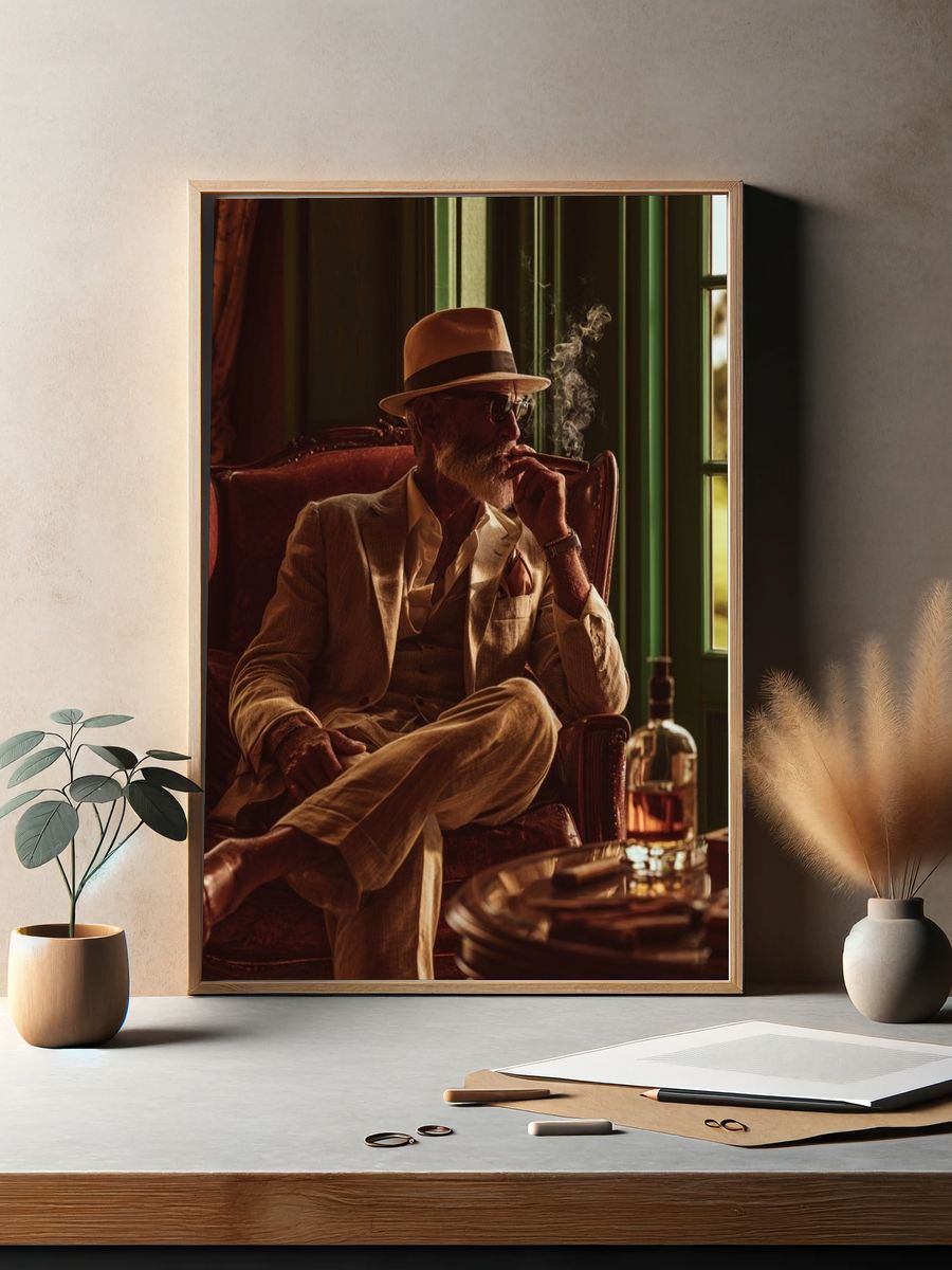 Cigar Lounge Gentleman Photography Poster. — room view 2