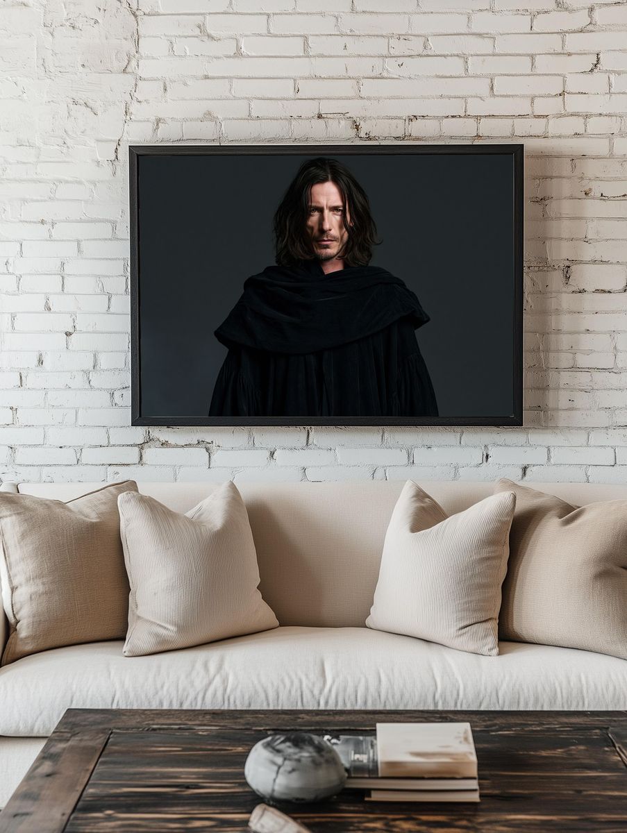 Dark Cloaked Portrait Photography Poster. room preview