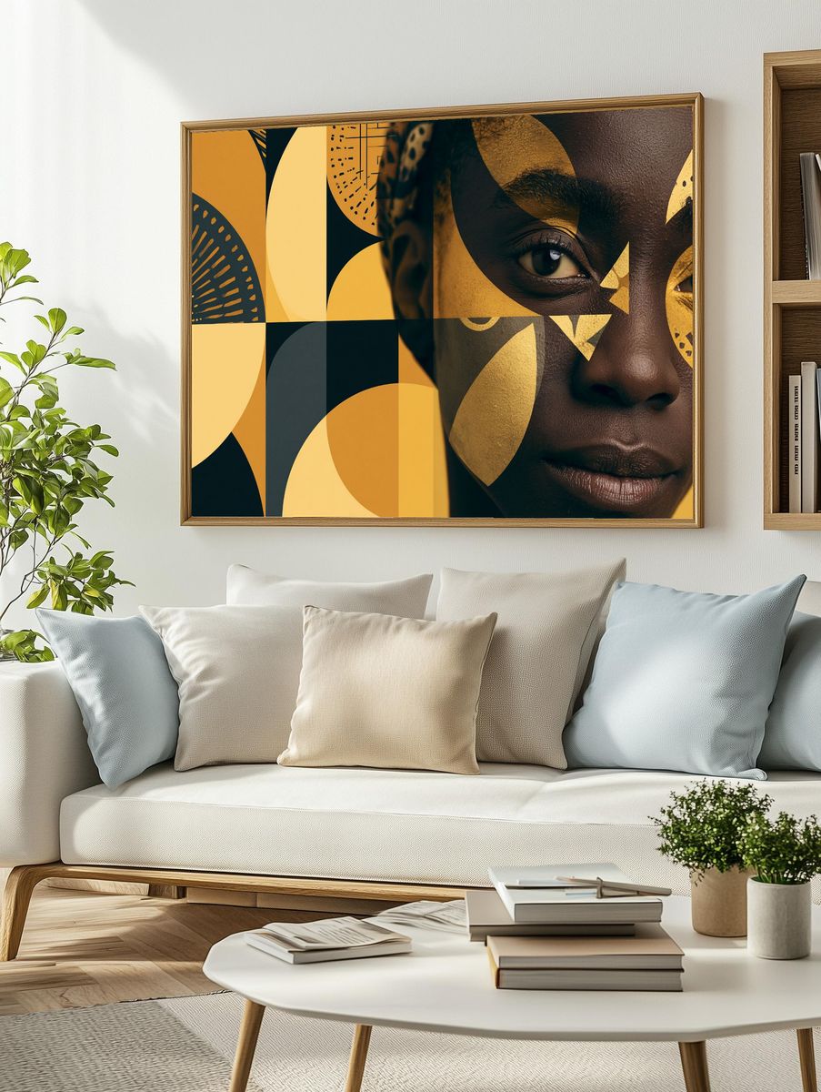 Golden Face Collage Photography Poster. — room view 2