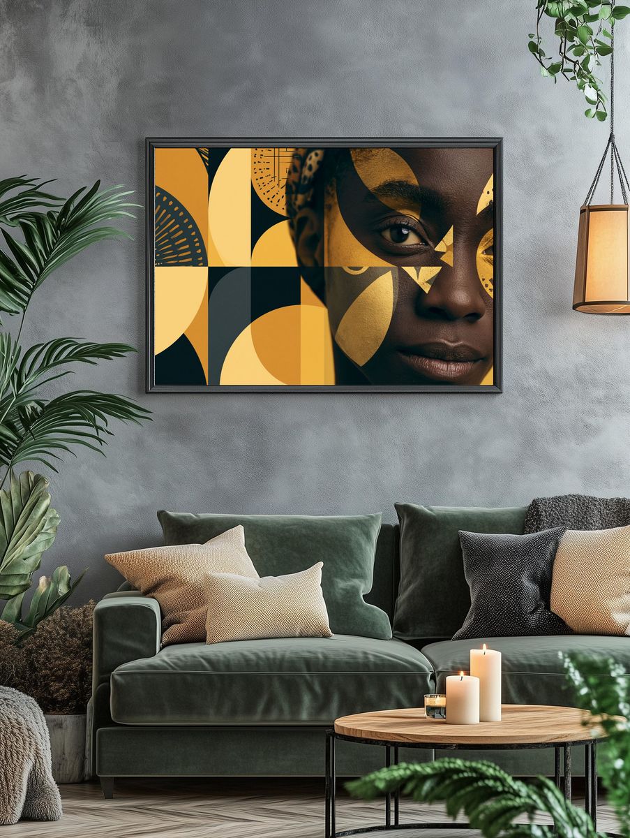 Golden Face Collage Photography Poster. — room view 4