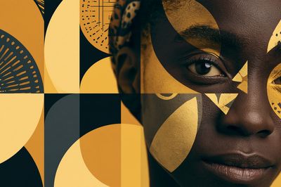 Golden Face Collage Photography Poster.