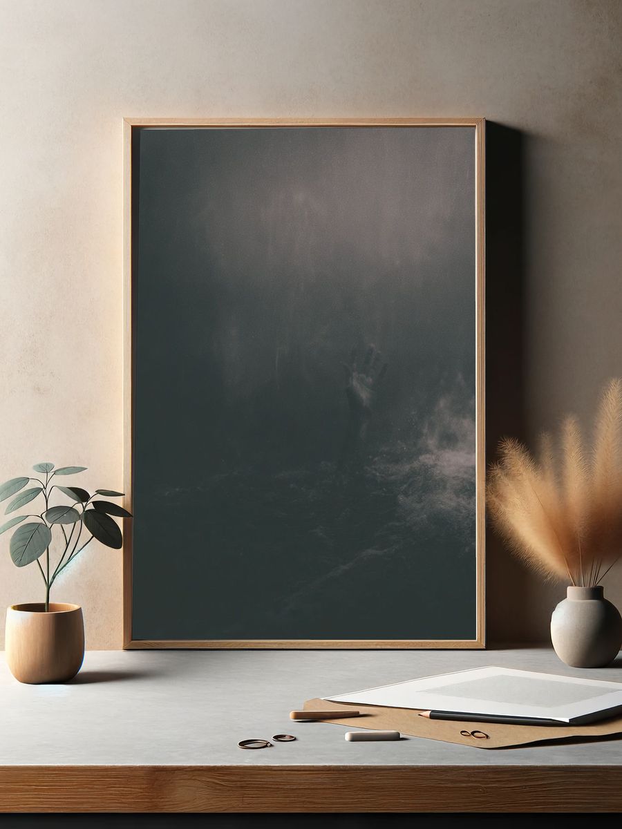 Misty Underwater Figure Photography Poster. — room view 2
