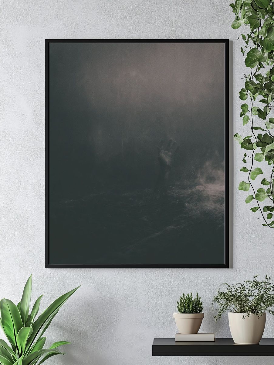 Misty Underwater Figure Photography Poster. — room view 4