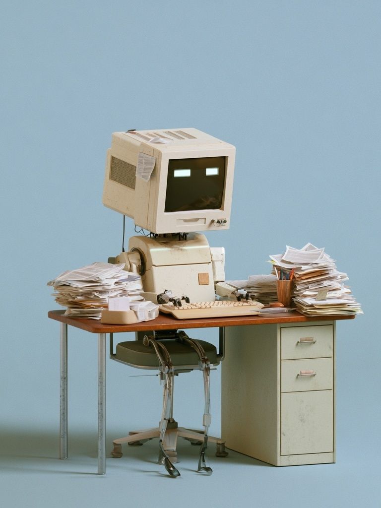 Retro Computer Desk Photography Print. poster detail