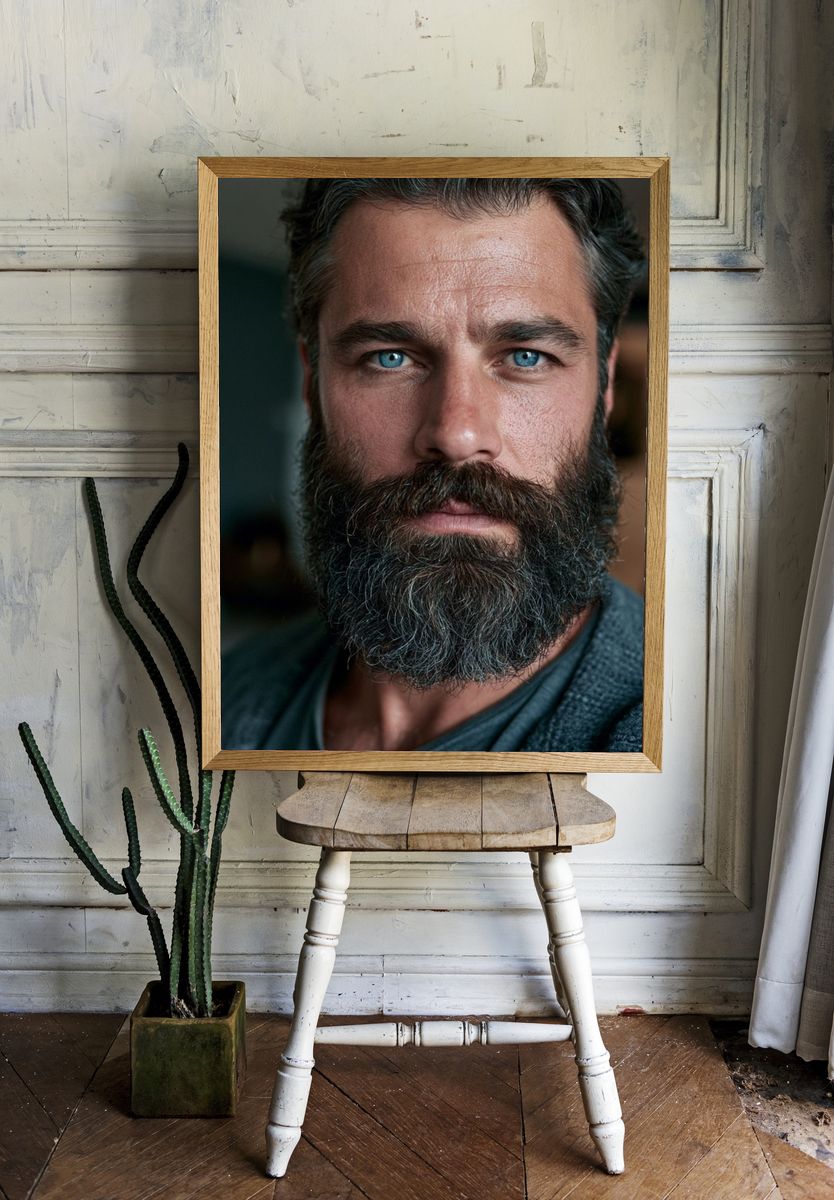 Bearded Man Portrait Photography Poster. room preview