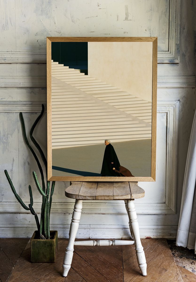 Minimalist Stairway Scene Photography Poster. room preview