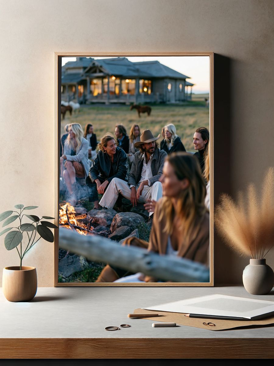 Ranch Fire Circle Photography Poster. — room view 2