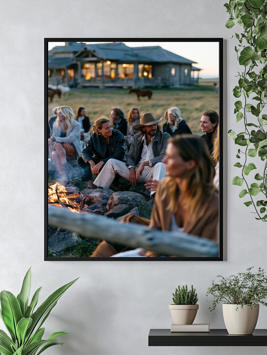 Ranch Fire Circle Photography Poster. — room view 4