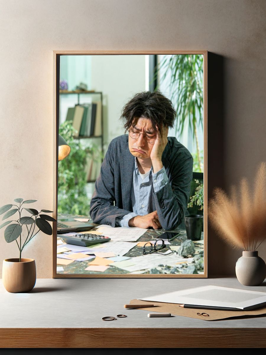 Stressed Office Worker Photography Poster. — room view 2