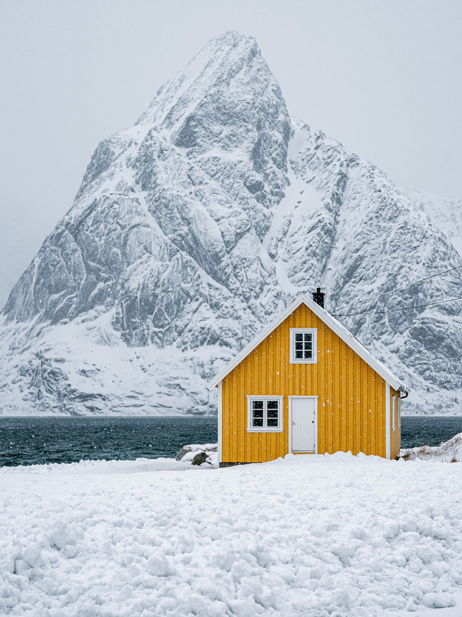 Snowy Mountain Cabin Photography Poster. poster — photography art