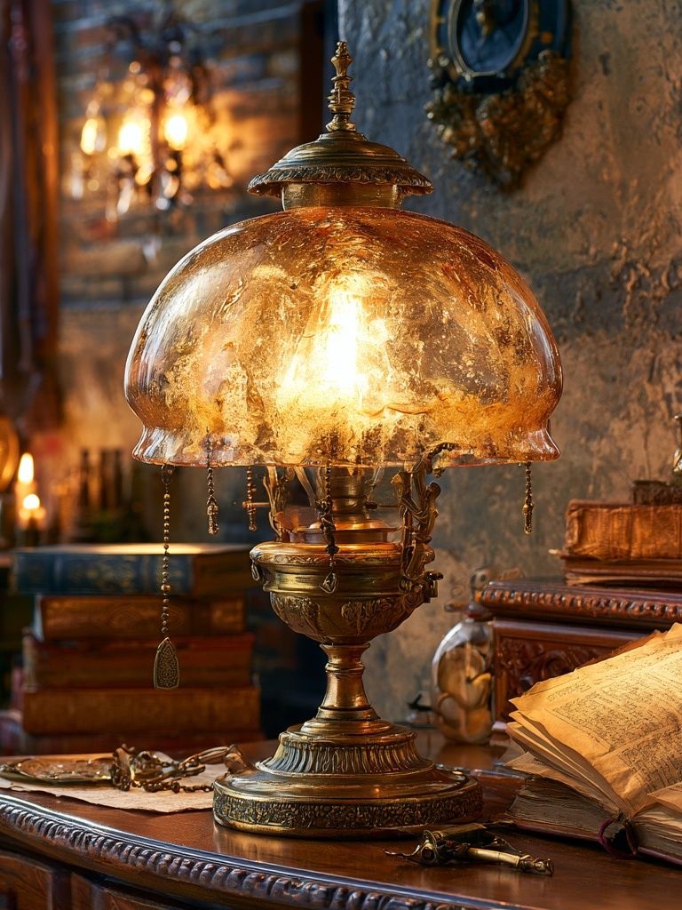 Antique Brass Lamp Still Life Poster. poster detail