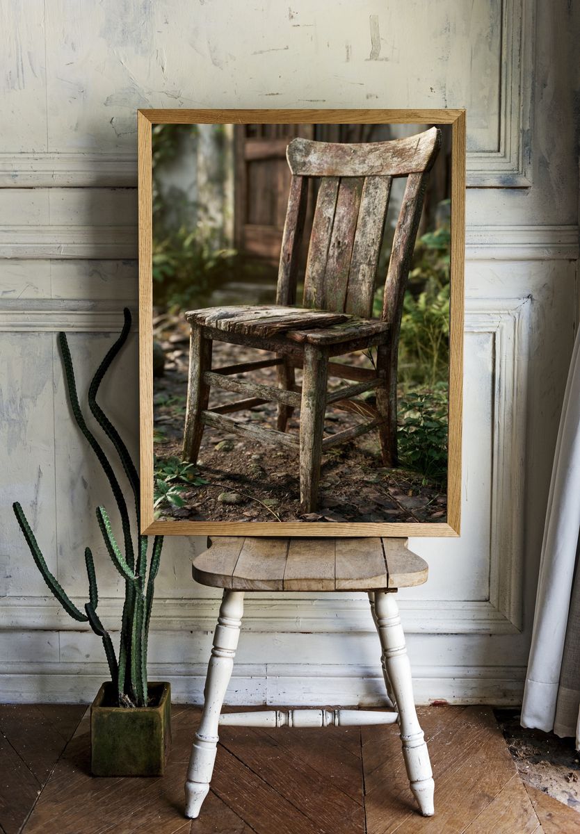 Rustic Wooden Chair Photography Poster. room preview