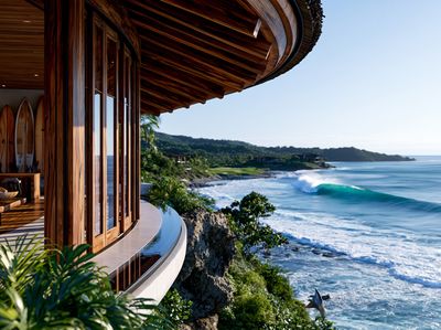 Tropical Ocean Cliffside Photography Poster.