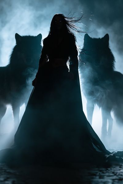 Dark Wolf Silhouette Horror Poster. poster