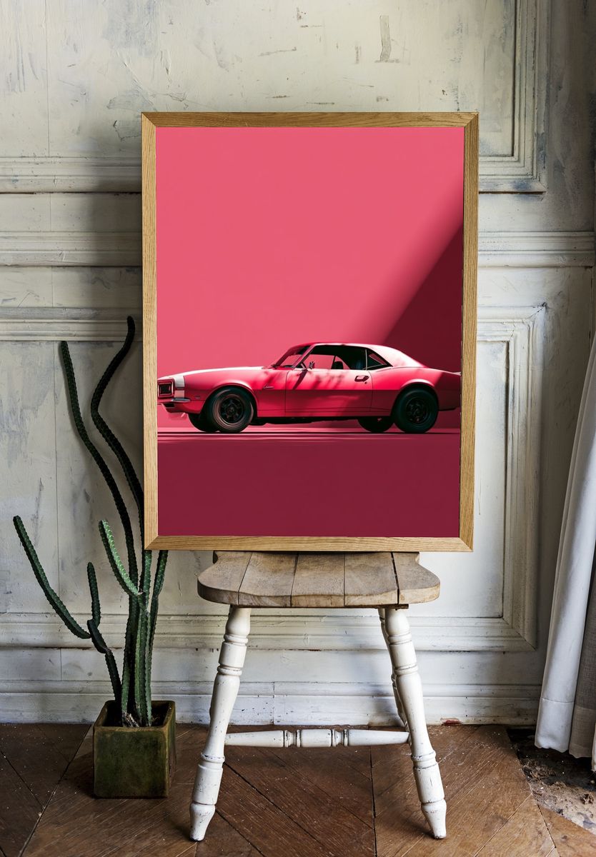 Pink Muscle Car Photography Poster. room preview