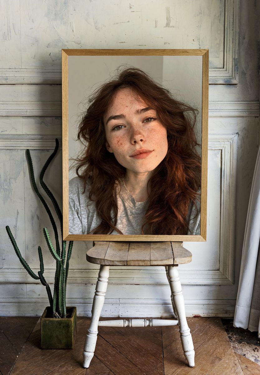 Freckled Portrait Photography Poster. room preview
