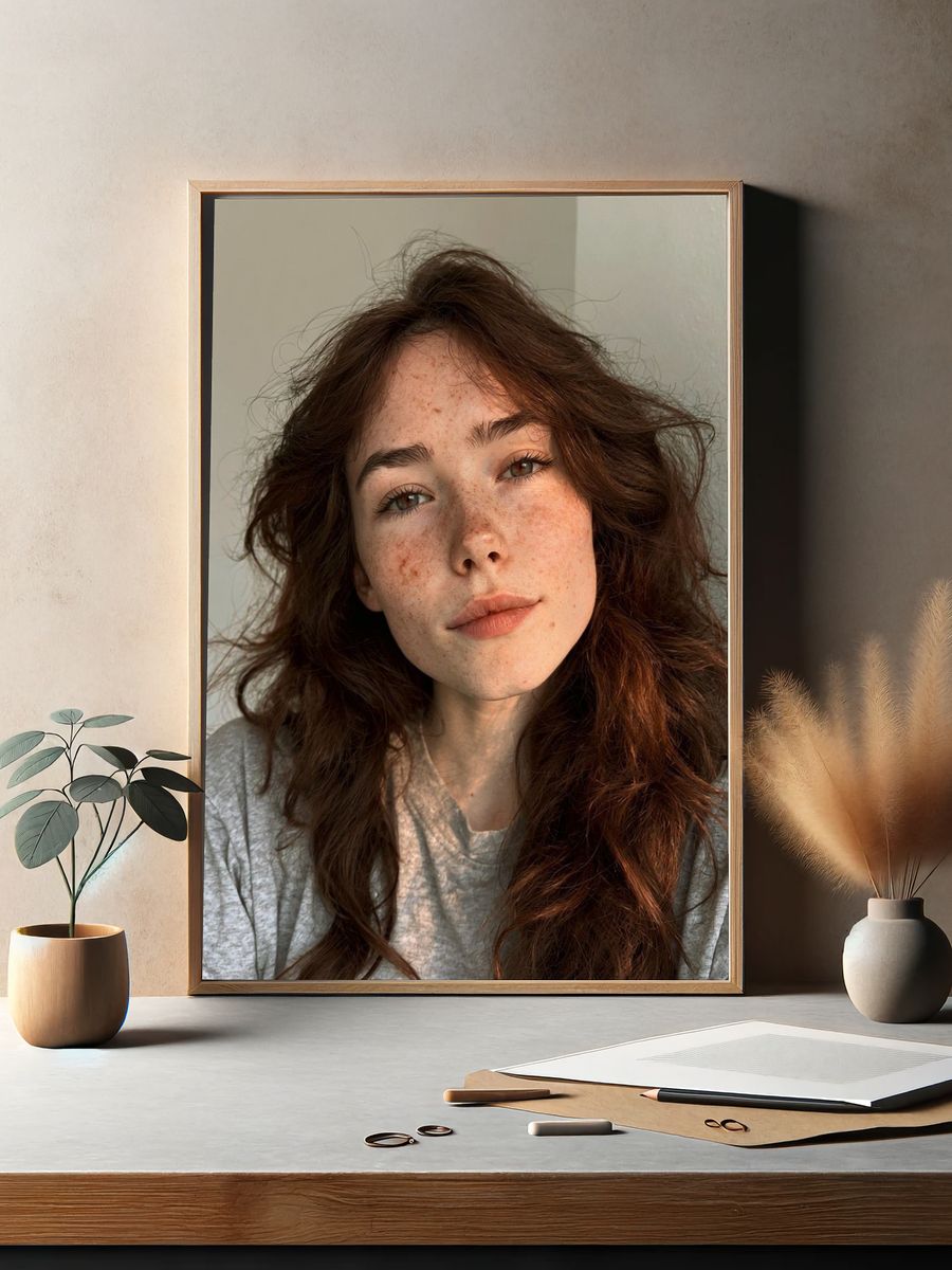 Freckled Portrait Photography Poster. — room view 2