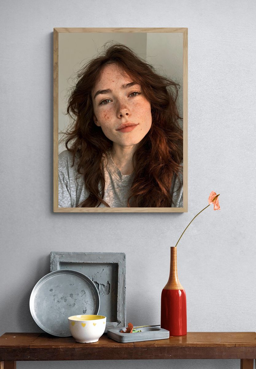 Freckled Portrait Photography Poster. — room view 3