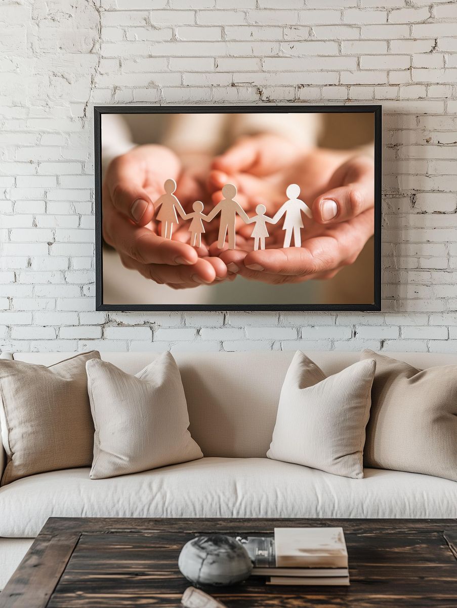 Hands Holding Family Paper Cutout Poster. room preview
