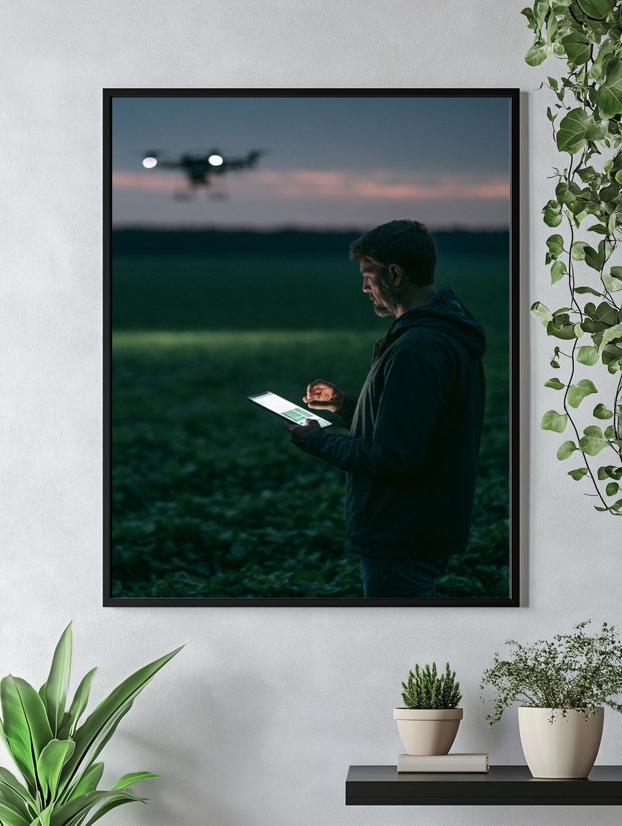 Drone Operator at Dusk Photography Poster. — room view 4