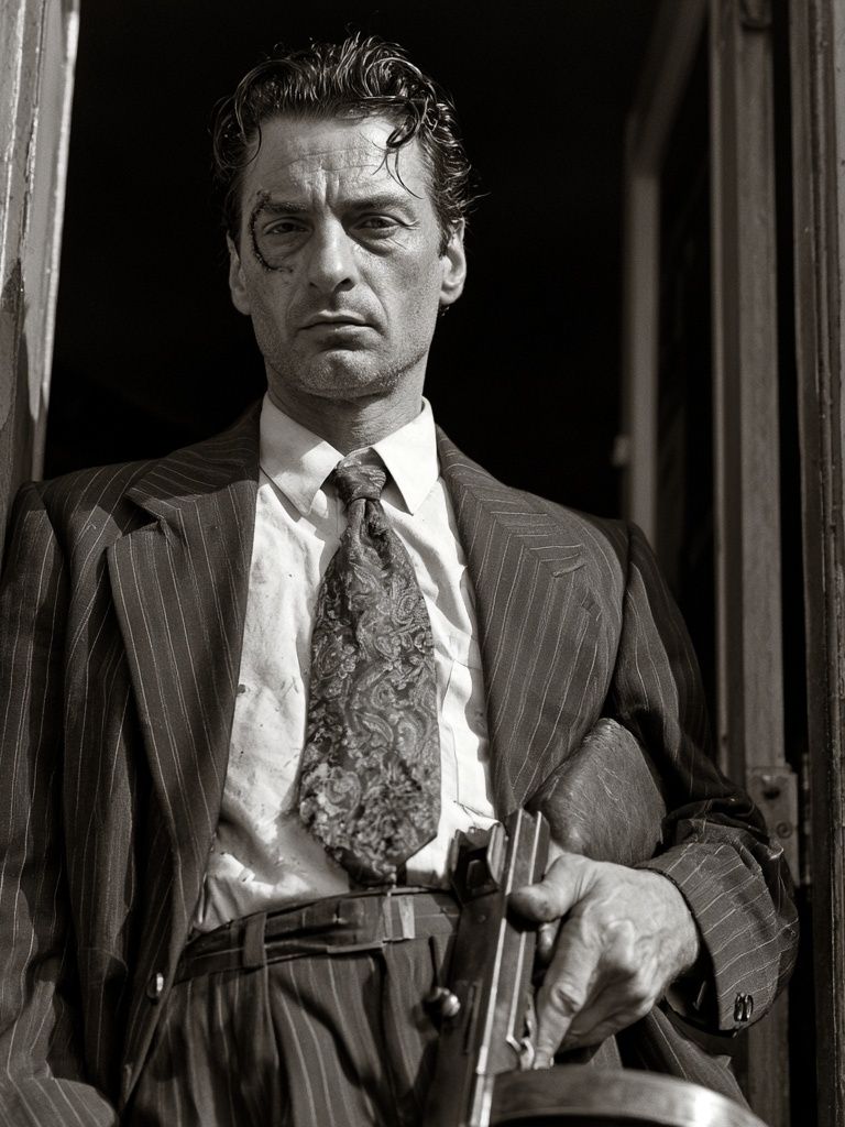 Gangster Portrait Black-White Poster. poster — photography art