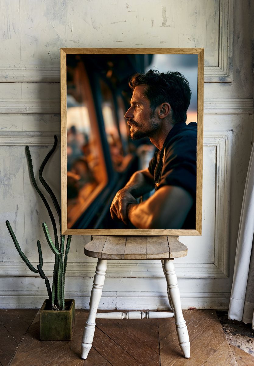Cinematic Man at Sunset Poster. room preview