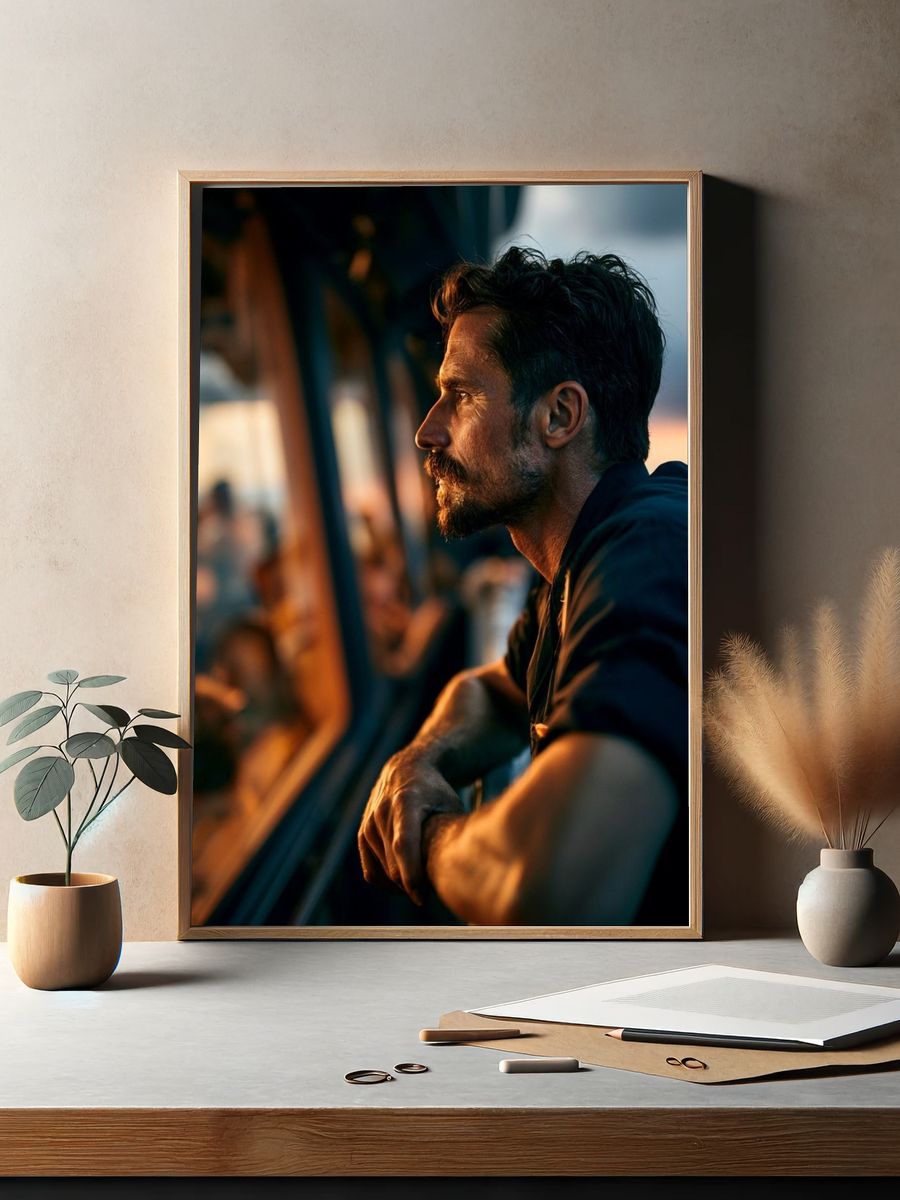 Cinematic Man at Sunset Poster. — room view 2
