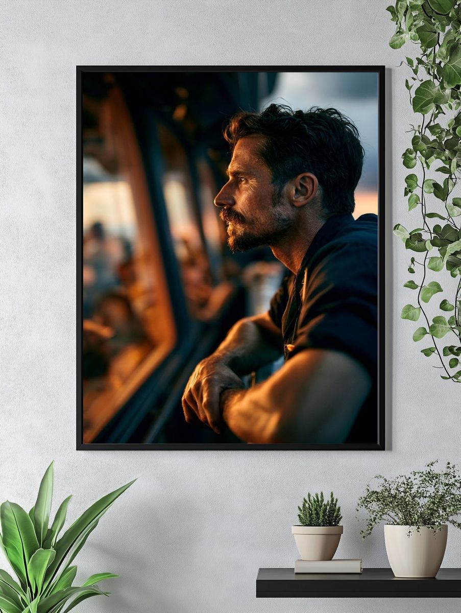 Cinematic Man at Sunset Poster. — room view 4