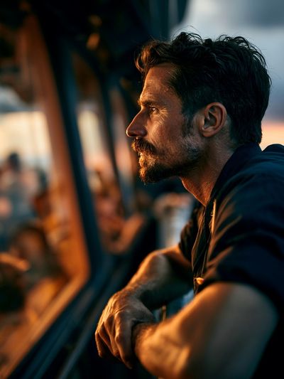 Cinematic Man at Sunset Poster.