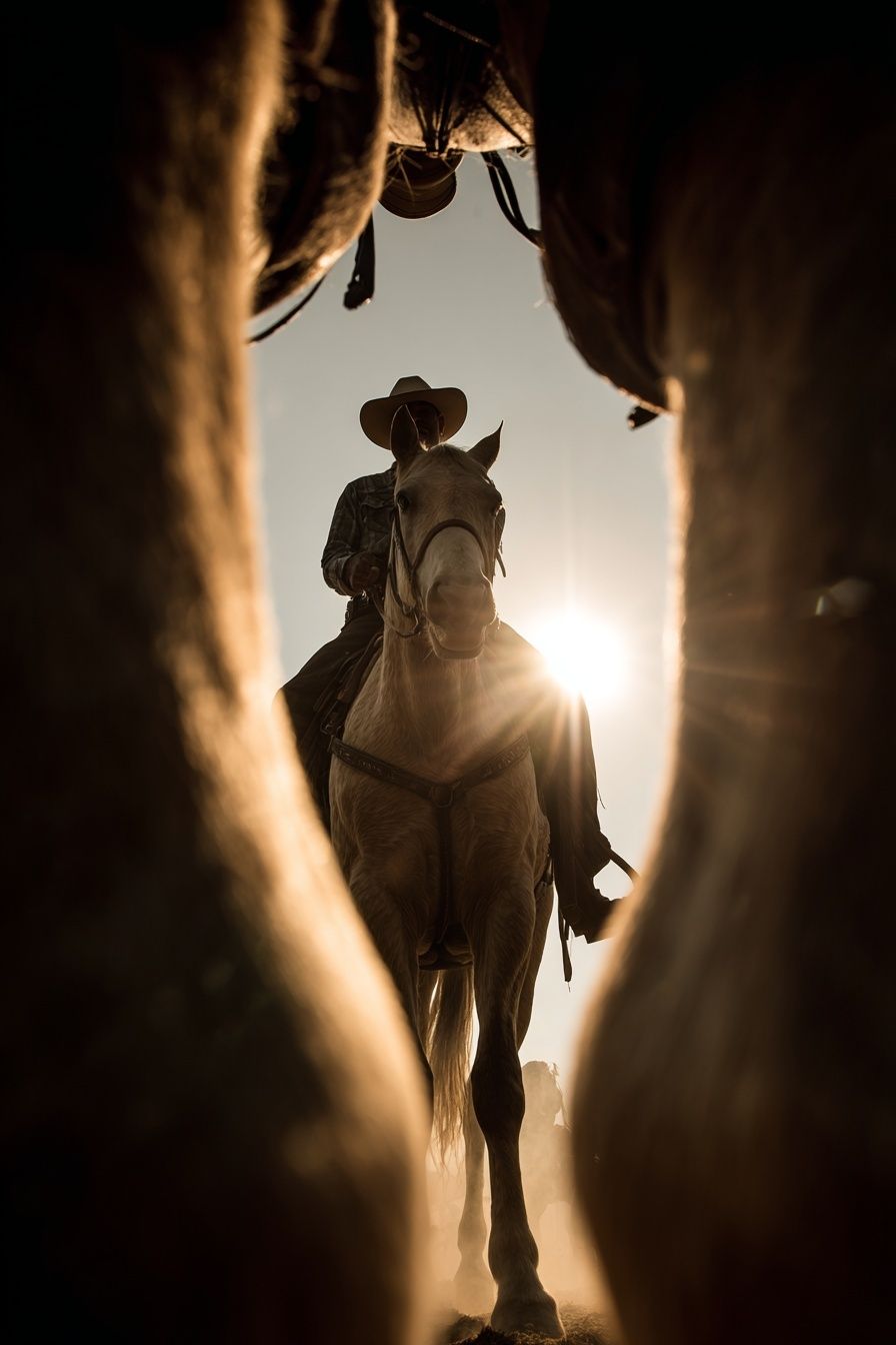 Cowboy on Horseback Photography Poster. poster detail