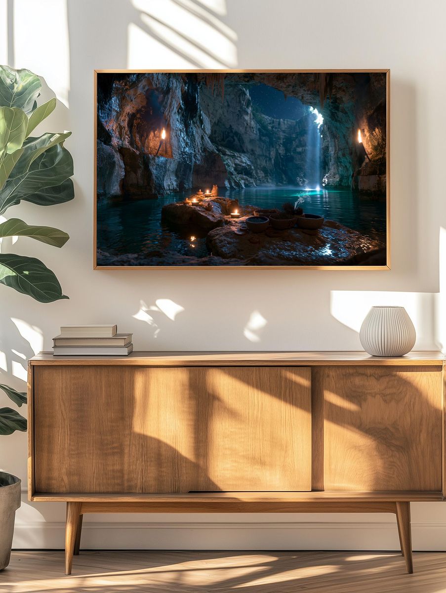 Mystic Cave Lagoon Photography Poster. — room view 3