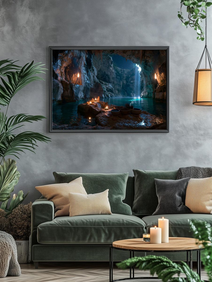 Mystic Cave Lagoon Photography Poster. — room view 4