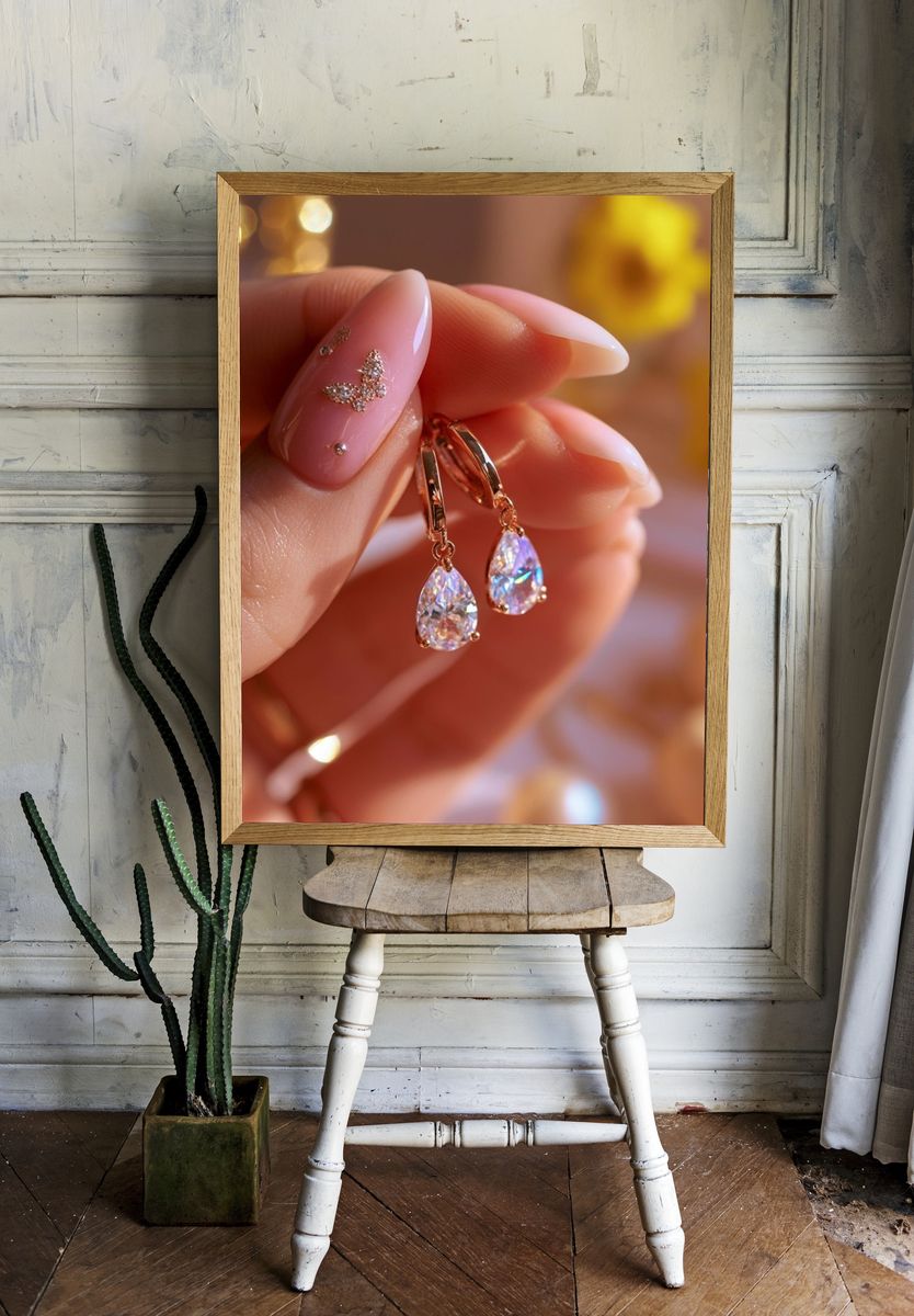 Crystal Drop Earrings Photography Poster. room preview