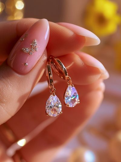 Crystal Drop Earrings Photography Poster. poster