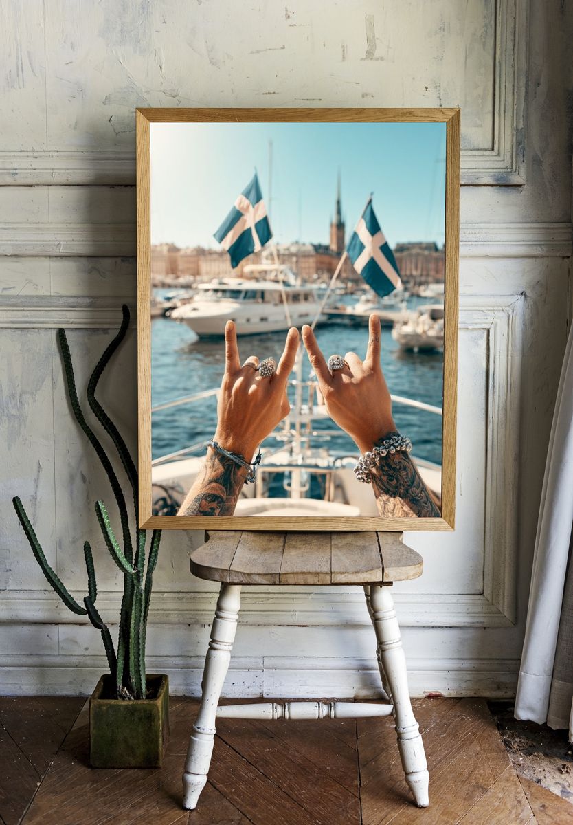 Stockholm Harbor Yacht Photography Poster. room preview