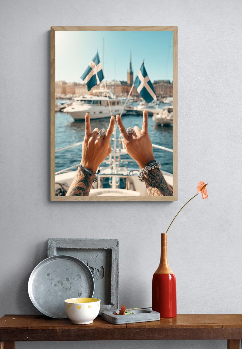 Stockholm Harbor Yacht Photography Poster. — room view 3