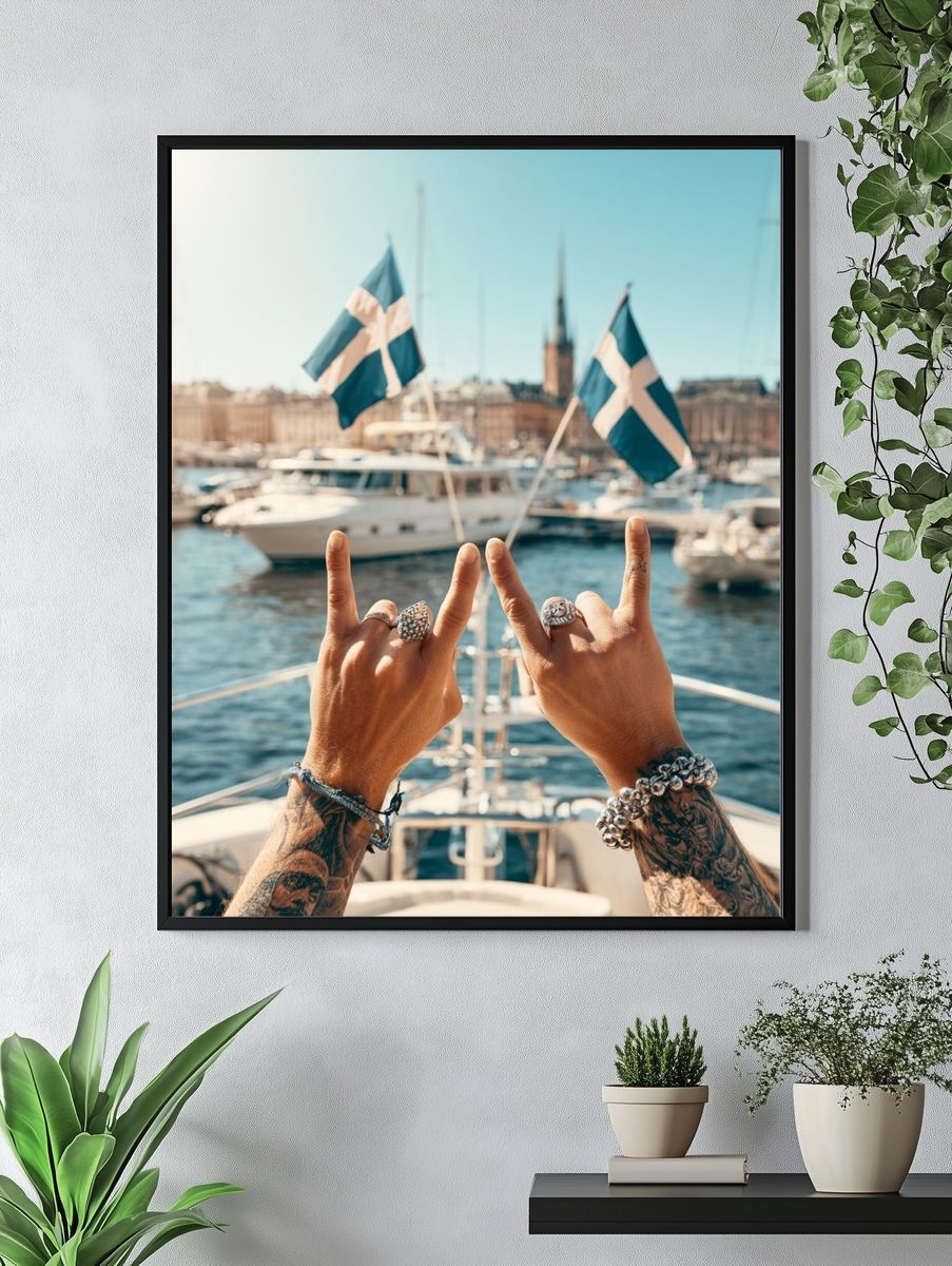 Stockholm Harbor Yacht Photography Poster. — room view 4