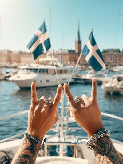 Stockholm Harbor Yacht Photography Poster.