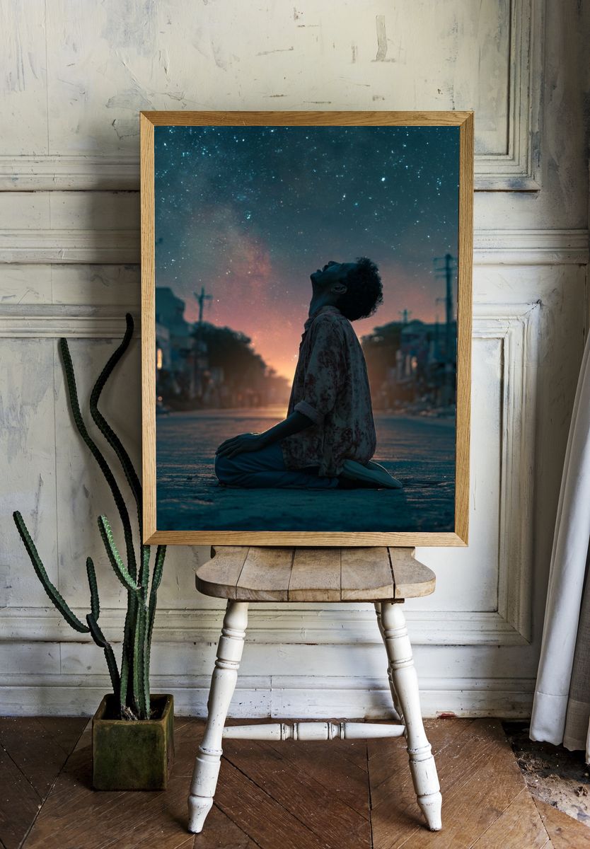 Stargazing Street Silhouette Poster. — room view 1