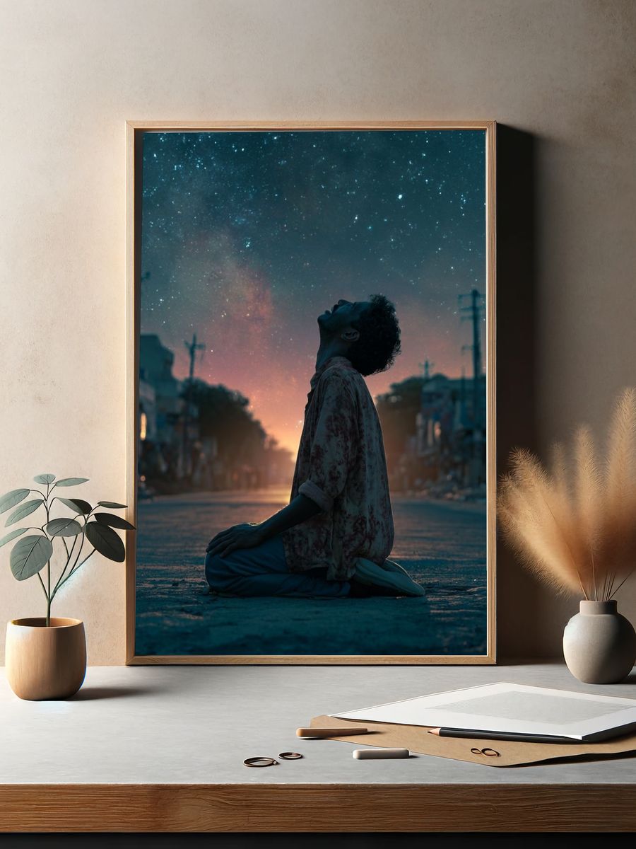 Stargazing Street Silhouette Poster. — room view 2