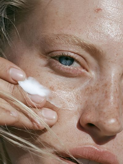 Freckled Face Close-Up Photography Poster.