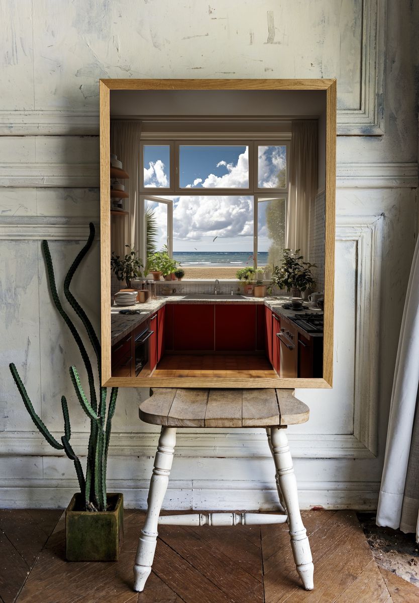 Ocean View Kitchen Photography Poster. room preview