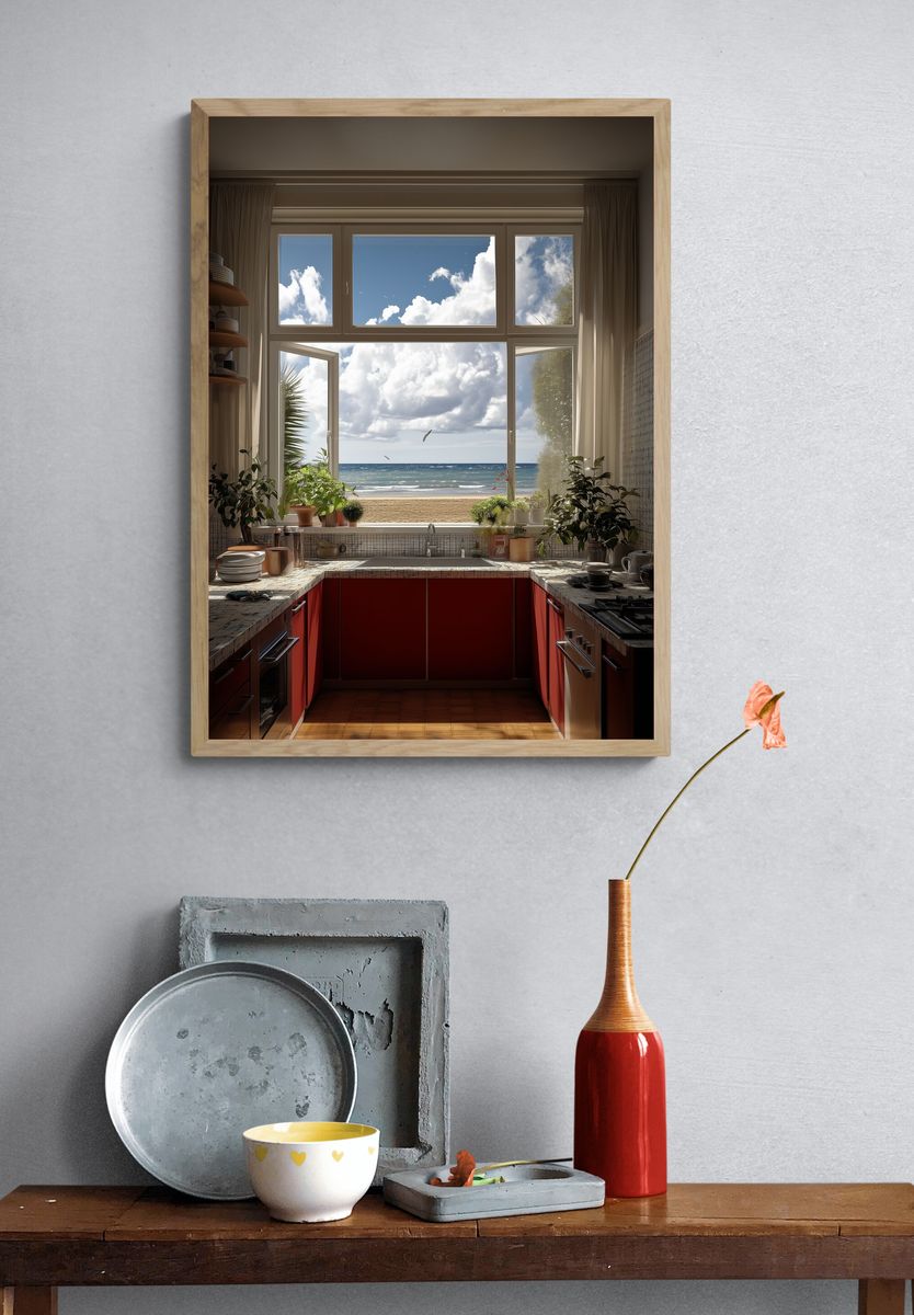 Ocean View Kitchen Photography Poster. — room view 3